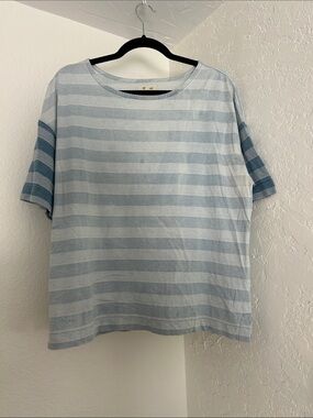 Madewell Light Blue & White Striped Oversized Boxy Short Sleeve Tee XL fit